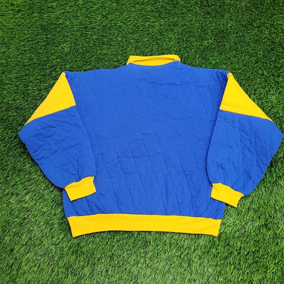 Vintage 80s MOD Quilted Sweatshirt Womens Small 21x21 Collard - Picture 2 of 10